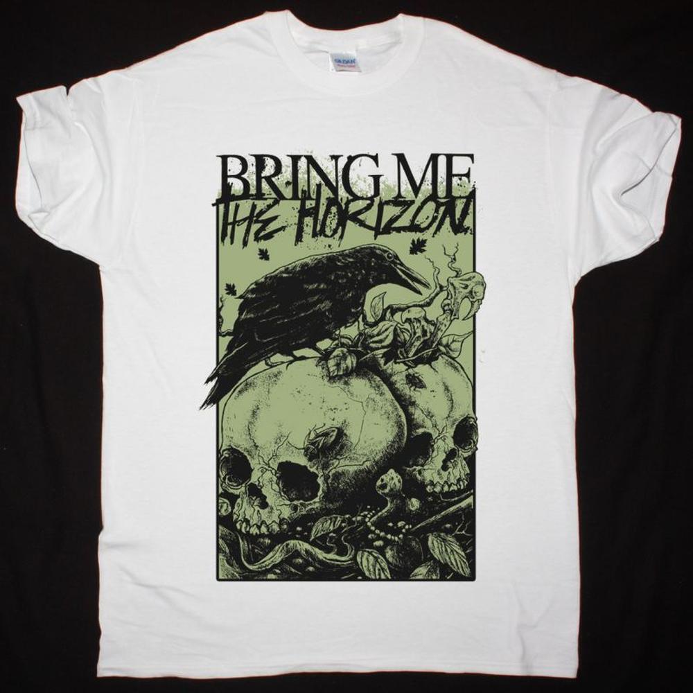 Bring Me The Horizon Raven And Skulls Bmth New White T-Shirt